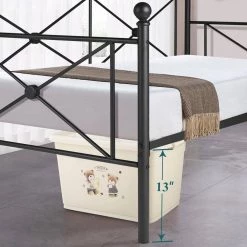 Classic Metal Daybed Frame Multifunctional Mattress Foundation/Bed Sofa with Headboard Twin Black by VECELO -Camaflexi Shop victoria style black 1 vecelo daybeds khd yt t22 black 31 1000