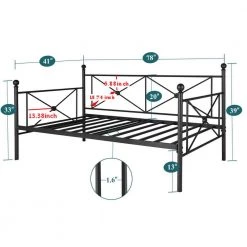Classic Metal Daybed Frame Multifunctional Mattress Foundation/Bed Sofa with Headboard Twin Black by VECELO -Camaflexi Shop victoria style black 1 vecelo daybeds khd yt t22 black 4f 1000
