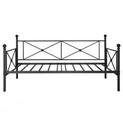 Classic Metal Daybed Frame Multifunctional Mattress Foundation/Bed Sofa with Headboard Twin Black by VECELO