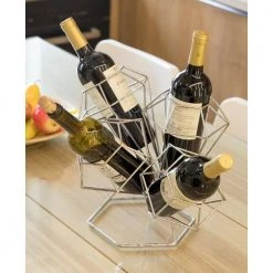 Vintage Decorative Metal Diamond Shaped Tabletop Countertop Wine 4-Bottle Holder by Vintiquewise -Camaflexi Shop vintiquewise wine racks qi003564 44 1000