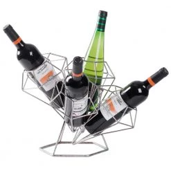 Vintage Decorative Metal Diamond Shaped Tabletop Countertop Wine 4-Bottle Holder by Vintiquewise