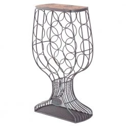 Vintage Decorative Wooden Metal Goblet Shaped Freestanding Wine Rack with Cork Holder by Vintiquewise -Camaflexi Shop vintiquewise wine racks qi003568 4f 1000
