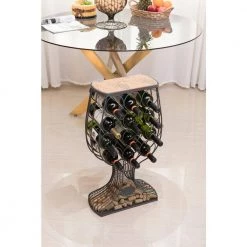 Vintage Decorative Wooden Metal Goblet Shaped Freestanding Wine Rack with Cork Holder by Vintiquewise -Camaflexi Shop vintiquewise wine racks qi003568 c3 1000
