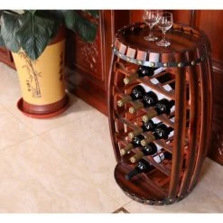 Rustic 23 Bottles Barrel Shaped Wooden Wine Rack by Vintiquewise -Camaflexi Shop vintiquewise wine racks qi003604l 1f 1000