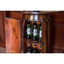 Rustic Lockable Barrel Shaped Wine Bar Cabinet Wooden End Table by Vintiquewise 14 Rustic Lockable Barrel Shaped Wine Bar Cabinet Wooden End Table by Vintiquewise -Camaflexi Shop vintiquewise wine racks qi003605l 44 1000