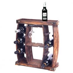 Decorative Wooden 8-Bottle Rustic Wine Rack with Glasses Holder by Vintiquewise -Camaflexi Shop vintiquewise wine racks qi003606 31 1000