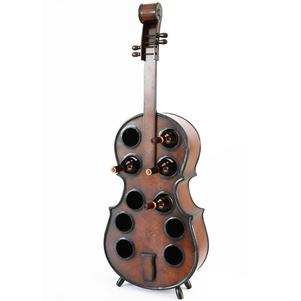 Decorative 10 Bottle Wooden Cello Shaped Wine Rack 53 in. Floor Violin by Vintiquewise 3 Decorative 10 Bottle Wooden Cello Shaped Wine Rack 53 in. Floor Violin by Vintiquewise