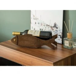 Wooden Single Bottle Fish Shaped Vintage Decorative Wine Holder by Vintiquewise 10 Wooden Single Bottle Fish Shaped Vintage Decorative Wine Holder by Vintiquewise -Camaflexi Shop vintiquewise wine racks qi003660 1f 1000