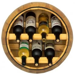 Wooden Brown Hanging Wine Barrel Wine Rack 7 Bottle Capacity by Vintiquewise -Camaflexi Shop vintiquewise wine racks qi003949 1f 1000