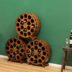Wooden Stackable Round Shaped Wine Barrel Wine Rack, 1-Rack by Vintiquewise -Camaflexi Shop vintiquewise wine racks qi003950 1f 1000