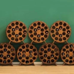 Wooden Stackable Round Shaped Wine Barrel Wine Rack, 1-Rack by Vintiquewise -Camaflexi Shop vintiquewise wine racks qi003950 c3 1000