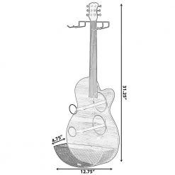 Holds 2-Bottles Black Metal Wall Mount Guitar Shaped Wine Rack by Vintiquewise -Camaflexi Shop vintiquewise wine racks qi004274 1f 1000