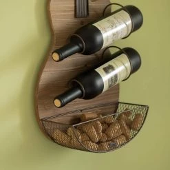 Holds 2-Bottles Black Metal Wall Mount Guitar Shaped Wine Rack by Vintiquewise -Camaflexi Shop vintiquewise wine racks qi004274 fa 1000