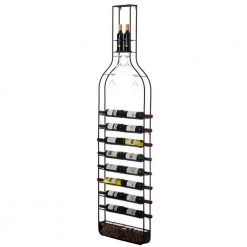 Big Vintage Decorative Metal-Bottle Shaped Wine Rack for Living Room Dining or Entryway by Vintiquewise