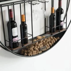 Holds 14-Bottles Black Metal Round Vintage Decorative Modern Wall Mounted Wine Rack by Vintiquewise -Camaflexi Shop vintiquewise wine racks qi004276 4f 1000