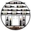 Holds 14-Bottles Black Metal Round Vintage Decorative Modern Wall Mounted Wine Rack by Vintiquewise