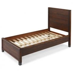 Baja Brown Walnut Twin Size Panel Headboard Platform Bed by Camaflexi -Camaflexi Shop walnut camaflexi panel beds bj110 1f 1000