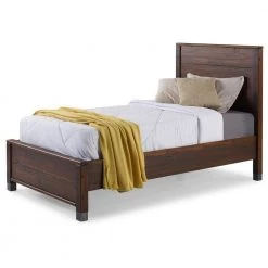 Baja Brown Walnut Twin Size Panel Headboard Platform Bed by Camaflexi -Camaflexi Shop walnut camaflexi panel beds bj110 c3 1000