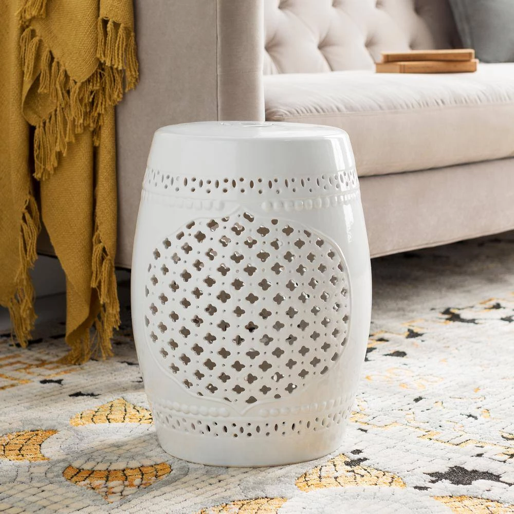 Decarolous White Stool by Artistic Weavers 8 Decarolous White Stool by Artistic Weavers - Image 6