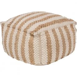 Orryn White Accent Pouf Ottoman by Artistic Weavers