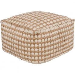 Yiso White Accent Pouf Ottoman by Artistic Weavers