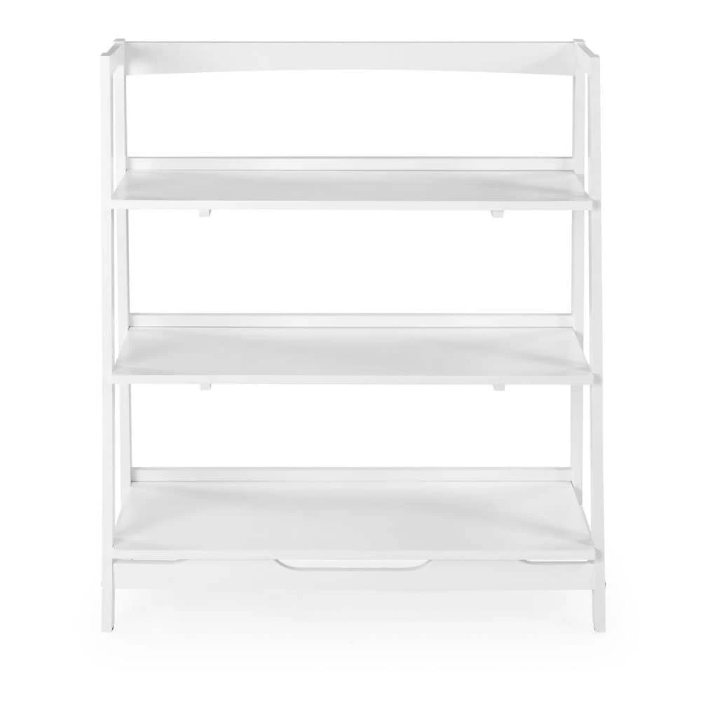 Mid Century Modern 36 in Wide White Solid Wood 3 Shelf Open Bookcase by Camaflexi 7 Mid Century Modern 36 in Wide White Solid Wood 3 Shelf Open Bookcase by Camaflexi - Image 5