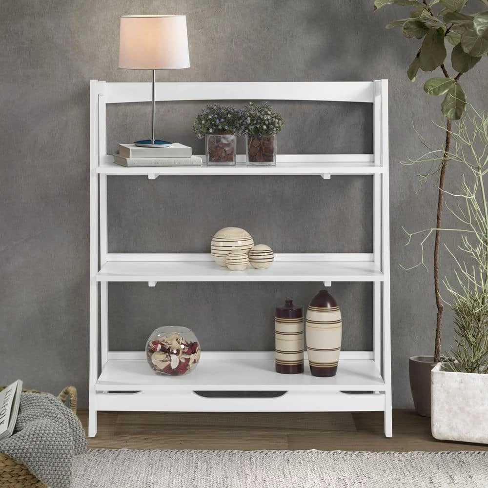 Mid Century Modern 36 in Wide White Solid Wood 3 Shelf Open Bookcase by Camaflexi 9 Mid Century Modern 36 in Wide White Solid Wood 3 Shelf Open Bookcase by Camaflexi - Image 7