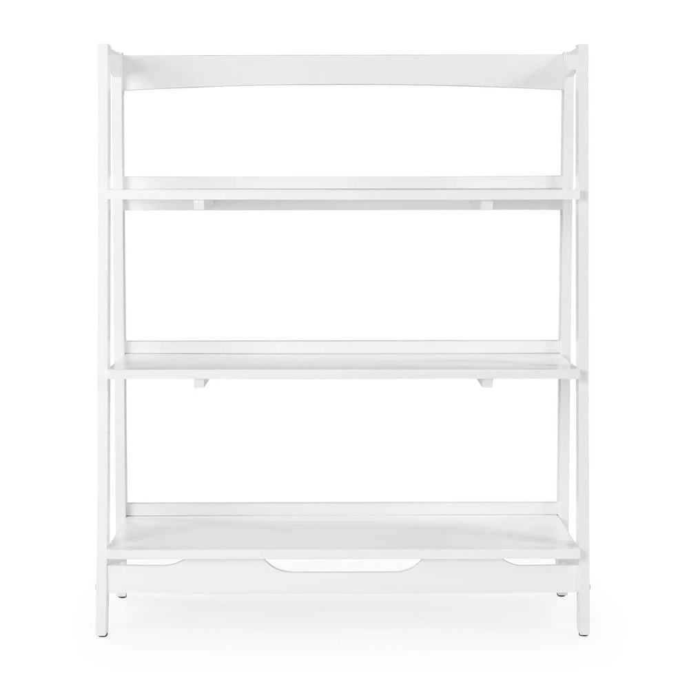 Mid Century Modern 36 in Wide White Solid Wood 3 Shelf Open Bookcase by Camaflexi 8 Mid Century Modern 36 in Wide White Solid Wood 3 Shelf Open Bookcase by Camaflexi - Image 6