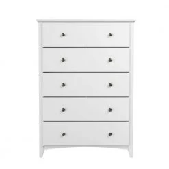 Shaker Style 5-Drawers White Chest of Drawers 48.75 H x 34.5 W x 19.25 D by Camaflexi -Camaflexi Shop white camaflexi chest of drawers shk203 c3 1000