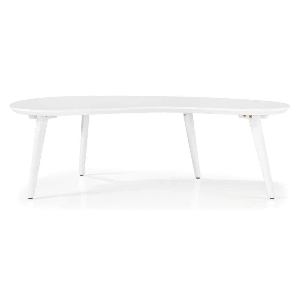 Mid Century Modern 47.25 in White Abstract Solid Wood Coffee Table by Camaflexi 5 Mid Century Modern 47.25 in White Abstract Solid Wood Coffee Table by Camaflexi - Image 4