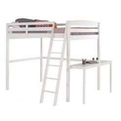 Tribeca White Twin Size High Loft Bed with Desk by Camaflexi -Camaflexi Shop white camaflexi loft beds t1403dt 1f 1000