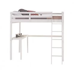 Tribeca White Twin Size High Loft Bed with Desk by Camaflexi