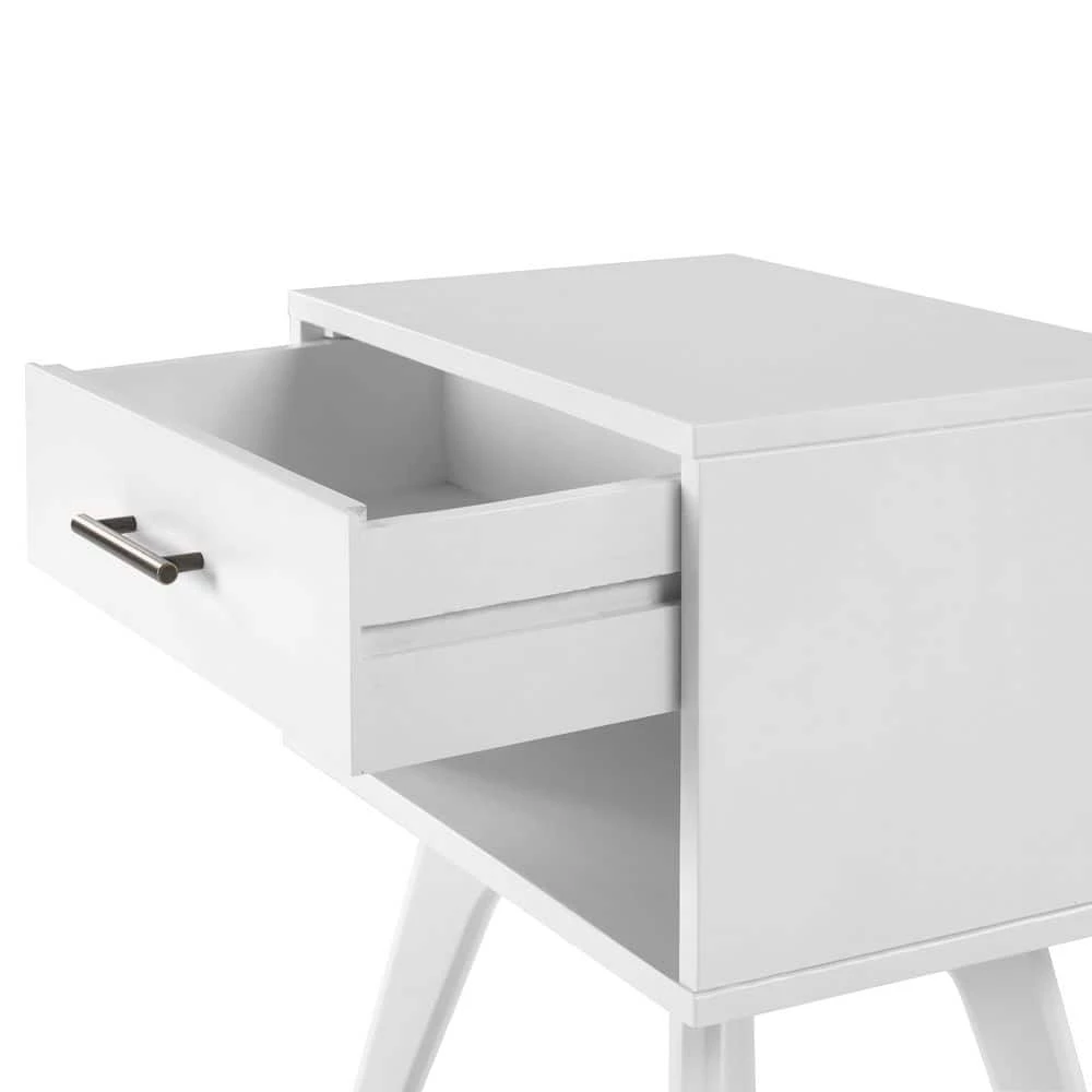 Mid Century Modern One Drawer White Nighstand 25.4" X 19.6" X 13.75" by Camaflexi 9 Mid Century Modern One Drawer White Nighstand 25.4" X 19.6" X 13.75" by Camaflexi - Image 7