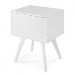 Mid Century Modern One Drawer White Nighstand 25.4" X 19.6" X 13.75" by Camaflexi 14 Mid Century Modern One Drawer White Nighstand 25.4" X 19.6" X 13.75" by Camaflexi -Camaflexi Shop white camaflexi nightstands mdn03 66 1000