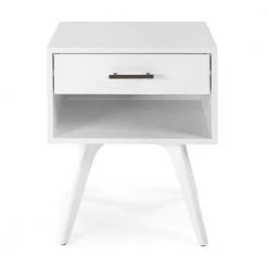 Mid Century Modern One Drawer White Nighstand 25.4" X 19.6" X 13.75" by Camaflexi 20 Mid Century Modern One Drawer White Nighstand 25.4" X 19.6" X 13.75" by Camaflexi -Camaflexi Shop white camaflexi nightstands mdn03 76 1000