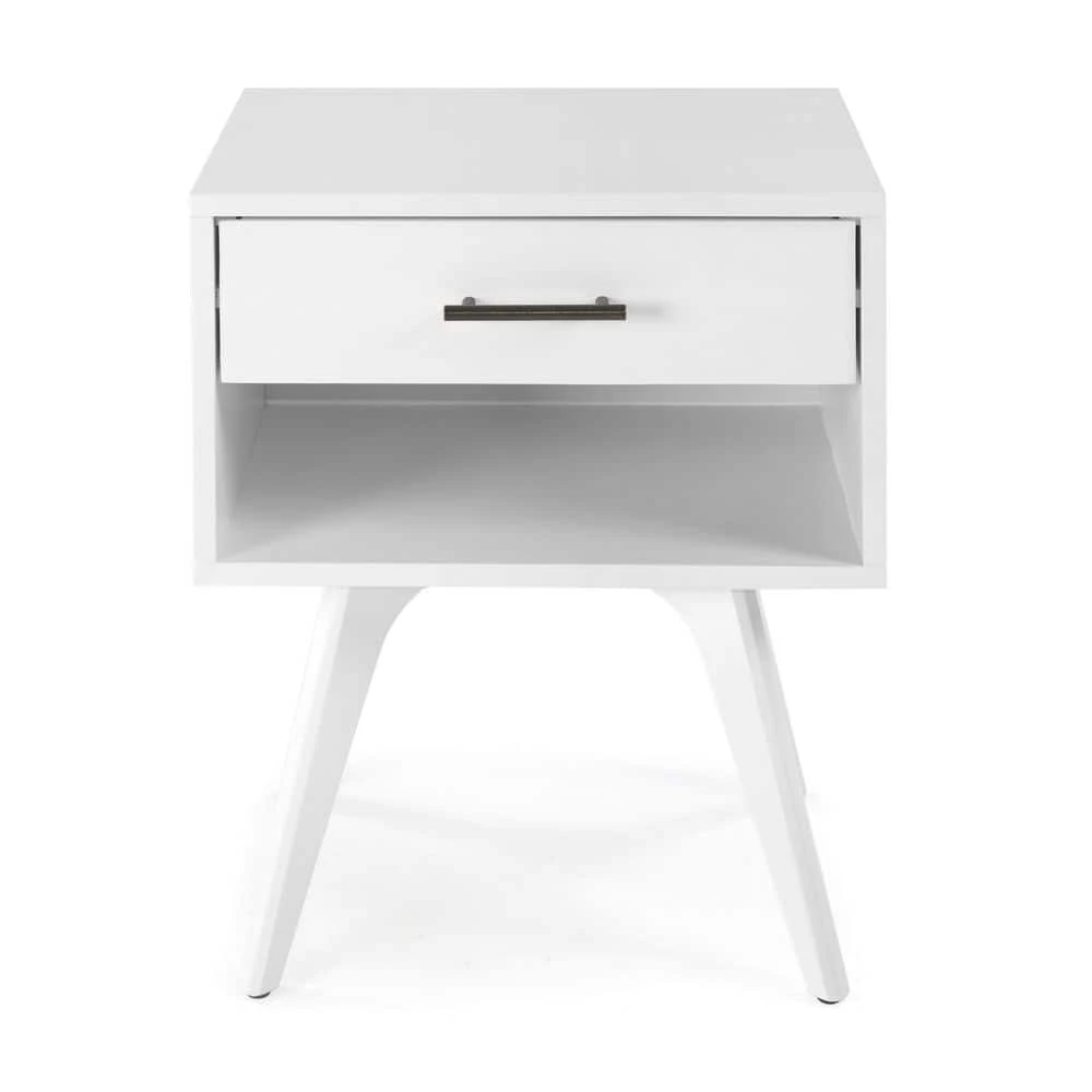 Mid Century Modern One Drawer White Nighstand 25.4" X 19.6" X 13.75" by Camaflexi 11 Mid Century Modern One Drawer White Nighstand 25.4" X 19.6" X 13.75" by Camaflexi - Image 9