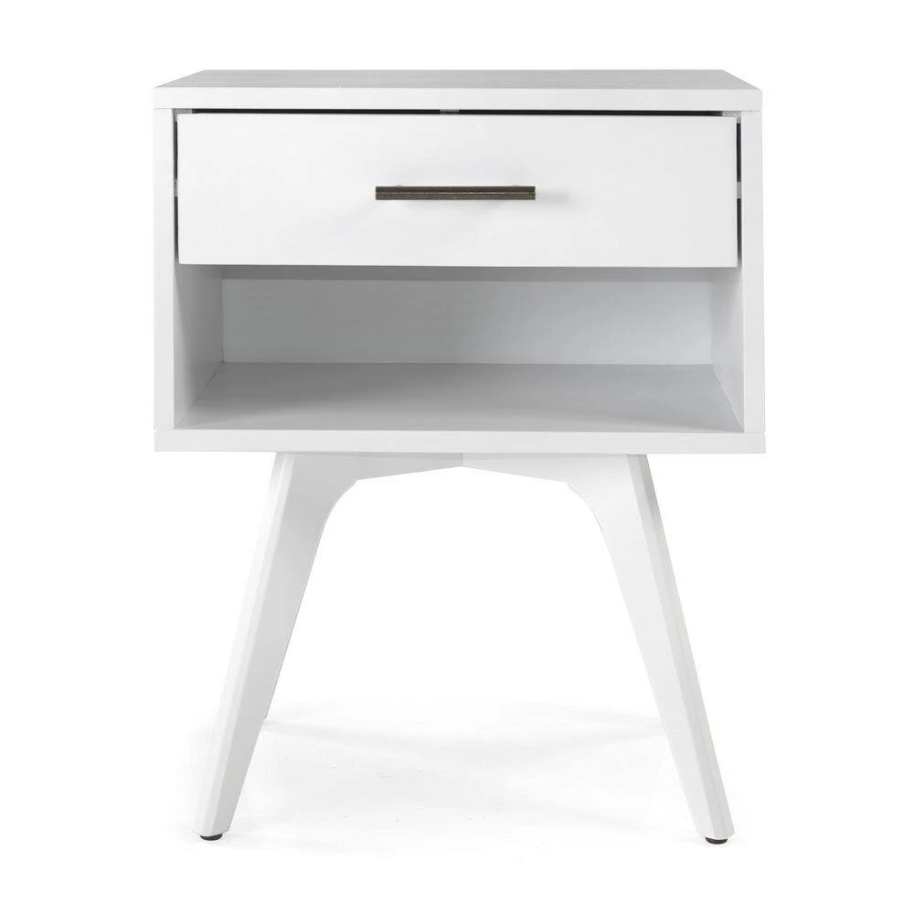 Mid Century Modern One Drawer White Nighstand 25.4" X 19.6" X 13.75" by Camaflexi 6 Mid Century Modern One Drawer White Nighstand 25.4" X 19.6" X 13.75" by Camaflexi - Image 4