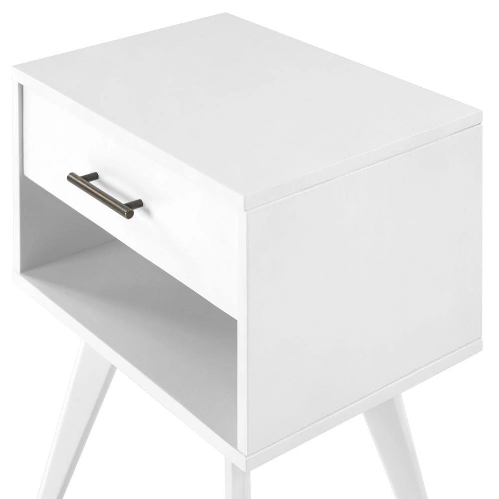Mid Century Modern One Drawer White Nighstand 25.4" X 19.6" X 13.75" by Camaflexi 10 Mid Century Modern One Drawer White Nighstand 25.4" X 19.6" X 13.75" by Camaflexi - Image 8