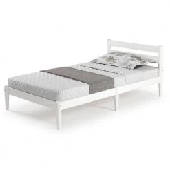 Mid-Century Modern White Twin Size Slatted Headboard Platform Bed by Camaflexi -Camaflexi Shop white camaflexi platform beds md103 40 1000