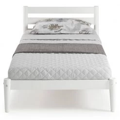 Mid-Century Modern White Twin Size Slatted Headboard Platform Bed by Camaflexi -Camaflexi Shop white camaflexi platform beds md103 fa 1000 1