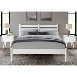 Mid-Century White King Size Slat Headboard Platform Bed by Camaflexi -Camaflexi Shop white camaflexi platform beds md1603 31 1000
