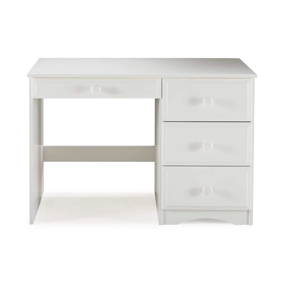 44 in. Rectangular White 4 Drawer Writing Desk with Solid Wood Material by Camaflexi 7 44 in. Rectangular White 4 Drawer Writing Desk with Solid Wood Material by Camaflexi - Image 5