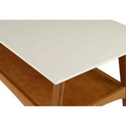 Mid Century Modern 48 in. White/Castanho Rectangle MDF Wood Coffee Table with Solid Wood Base by Camaflexi -Camaflexi Shop white castanho camaflexi coffee tables md23012 a0 1000