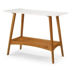 Mid Century Modern 48 in White/Castanho Rectangular Wood Console Table with Solid Wood Base by Camaflexi -Camaflexi Shop white castanho camaflexi console tables md23212 40 1000