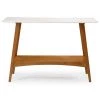 Mid Century Modern 48 in White/Castanho Rectangular Wood Console Table with Solid Wood Base by Camaflexi 1 Mid Century Modern 48 in White/Castanho Rectangular Wood Console Table with Solid Wood Base by Camaflexi -Camaflexi Shop white castanho camaflexi console tables md23212 64 1000