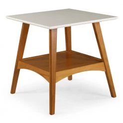 Mid Century Modern 22 in. Castanho / White Square Engineered Wood Top End Table with Solid Base by Camaflexi 11 Mid Century Modern 22 in. Castanho / White Square Engineered Wood Top End Table with Solid Base by Camaflexi -Camaflexi Shop white castanho camaflexi end side tables md23112 40 1000