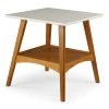 Mid Century Modern 22 in. Castanho / White Square Engineered Wood Top End Table with Solid Base by Camaflexi -Camaflexi Shop white castanho camaflexi end side tables md23112 64 1000