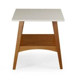 Mid Century Modern 22 in. Castanho / White Square Engineered Wood Top End Table with Solid Base by Camaflexi 13 Mid Century Modern 22 in. Castanho / White Square Engineered Wood Top End Table with Solid Base by Camaflexi -Camaflexi Shop white castanho camaflexi end side tables md23112 66 1000