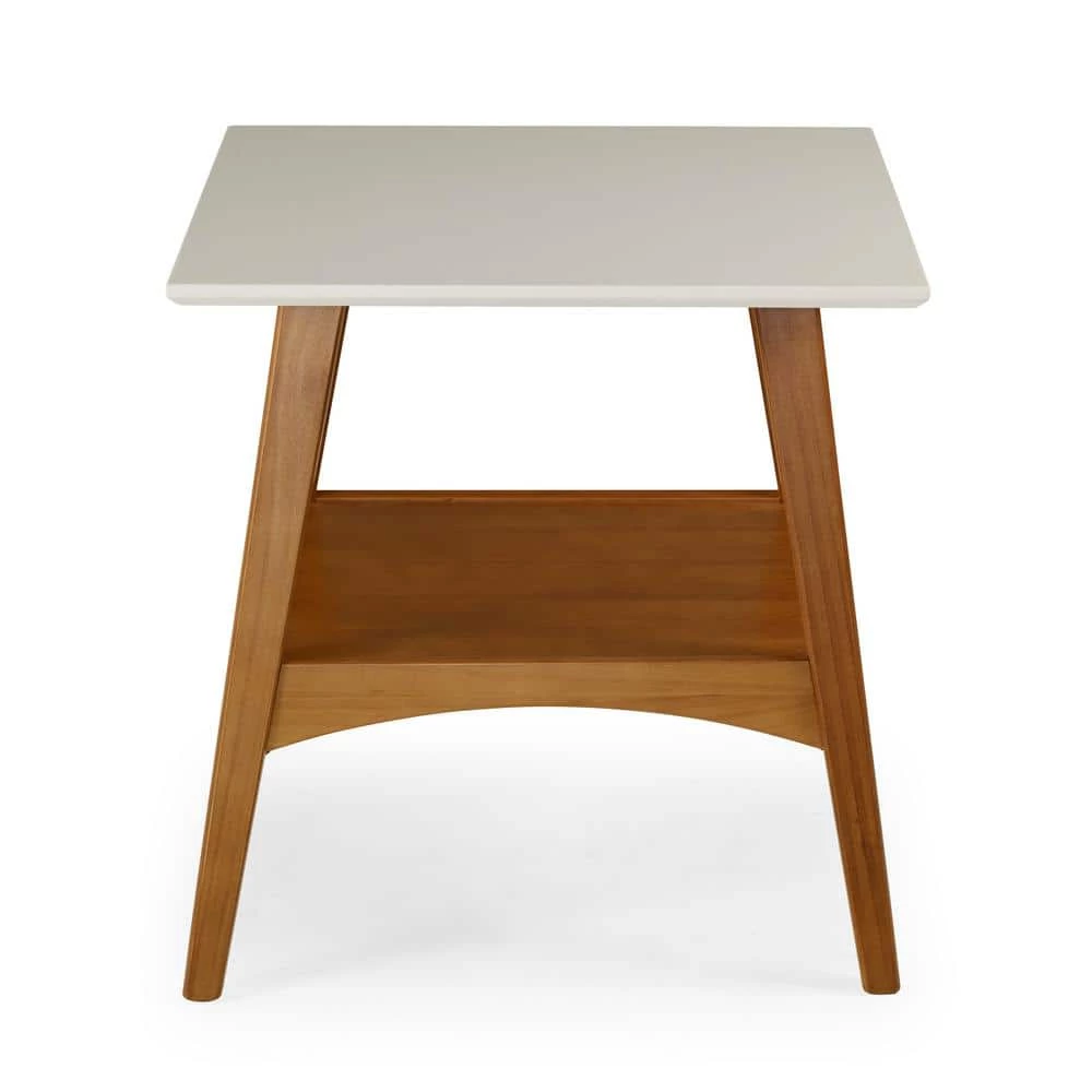 Mid Century Modern 22 in. Castanho / White Square Engineered Wood Top End Table with Solid Base by Camaflexi 7 Mid Century Modern 22 in. Castanho / White Square Engineered Wood Top End Table with Solid Base by Camaflexi - Image 5