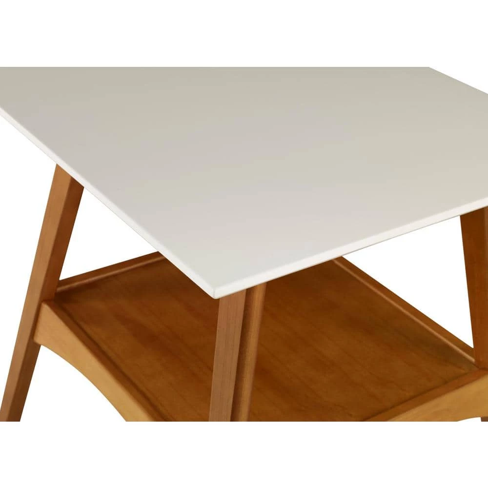 Mid Century Modern 22 in. Castanho / White Square Engineered Wood Top End Table with Solid Base by Camaflexi 6 Mid Century Modern 22 in. Castanho / White Square Engineered Wood Top End Table with Solid Base by Camaflexi - Image 4